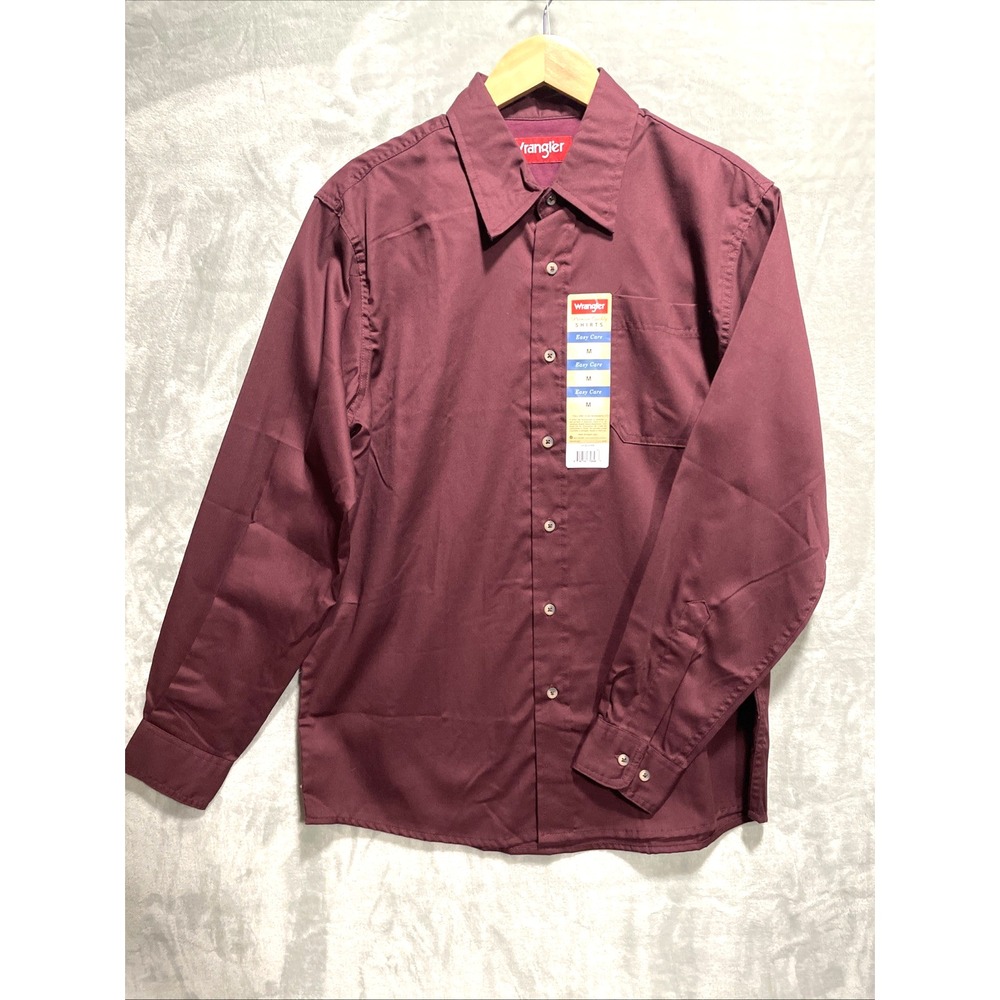 Wrangler Long Sleeve Shirt Men M Red Button Down Cotton Blend Western Cowboy